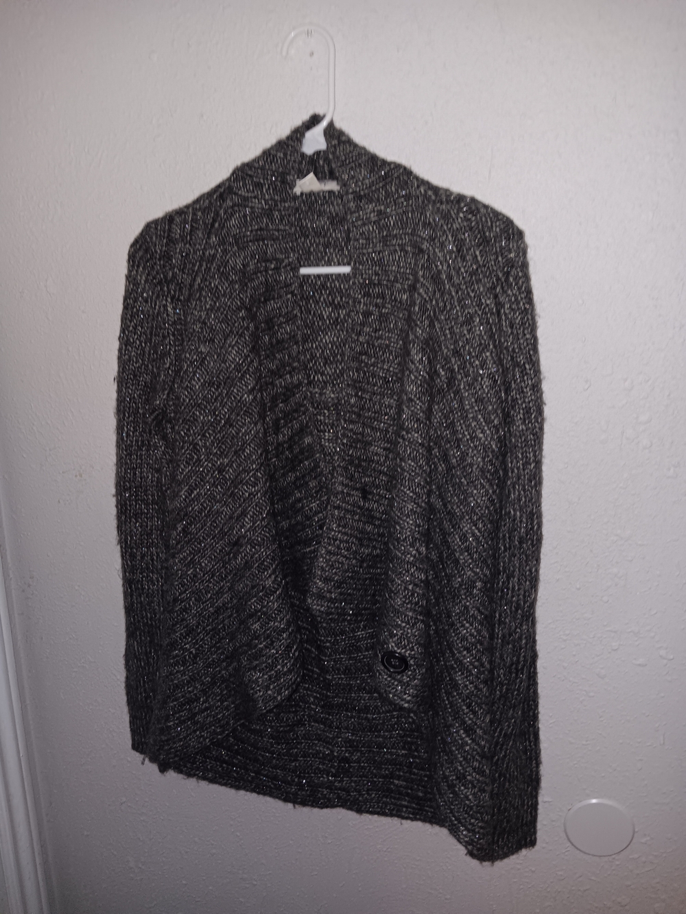 Cozy Black Marled Open-Front Women’s Sweater Cardigan Anne Taylor Size Small